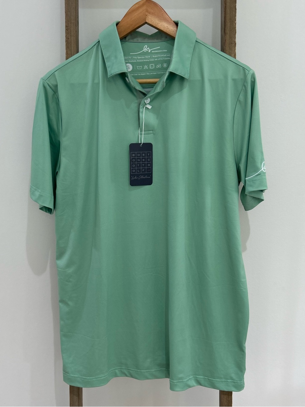 NWT Boston Scott Green Men’s Performance Golf Polo Shirt Size S Classic Preppy